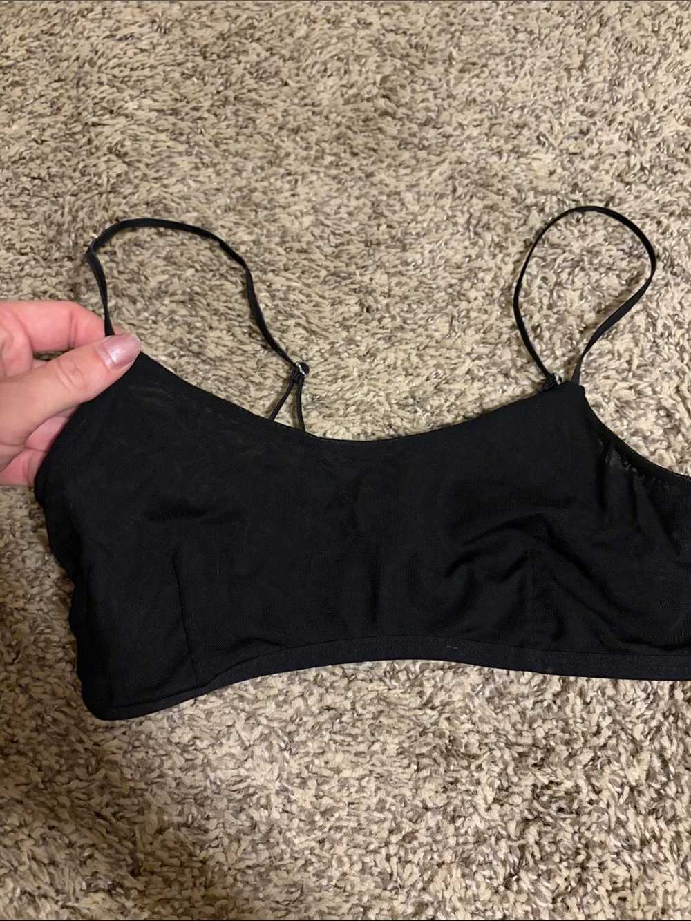 ALO Yoga Black Mesh Bralette with Thin Straps